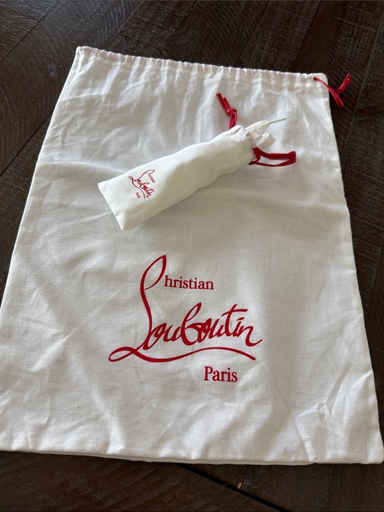 Christian Louboutin Handbags - Christian Louboutin White Dust Bag with Red Logo and Drawstrings